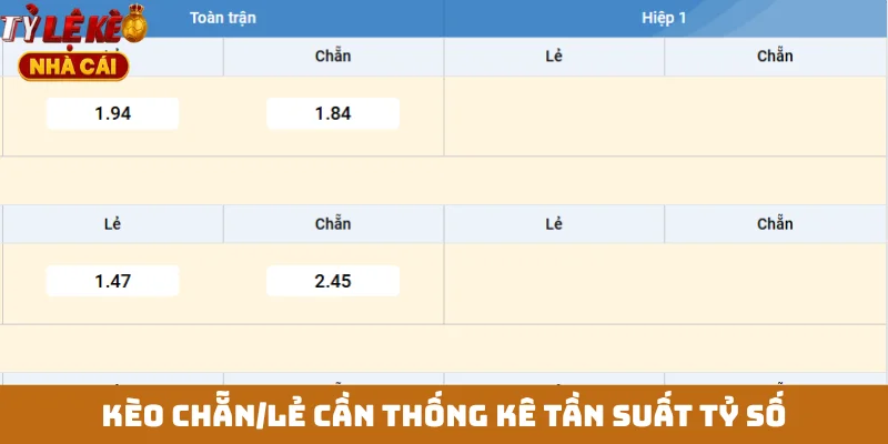 Kèo chẵn/lẻ cần thống kê tần suất tỷ số